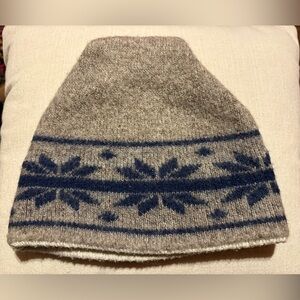 Vintage Cozy Gray and Blue Knit Hat